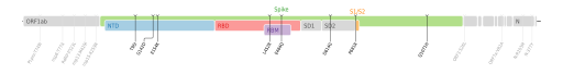 Les mutations du variant Kappa sur une carte génomique du SARS-CoV-2