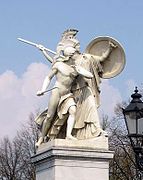 Густав Блейзер. «Афіна захищає молодого вояка». 1854 р. Палацовий міст, Берлін.