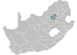 Karte de Sud Afrika montra West Rand in Gauteng