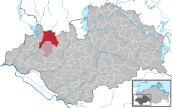 Elhelyezkedése Mecklenburg-Elő-Pomeránia térképén