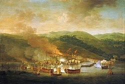 Британска флота бомбардује корзиканску луку Бастију 1745.