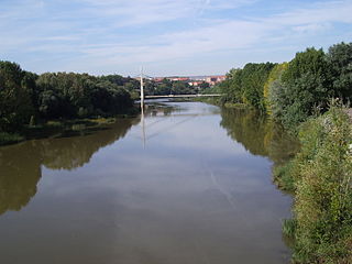 Ebro en Logroño. Al fondo puede verse "La pasarela"