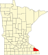 Harta statului Minnesota indicând comitatul Winona