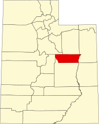 Округ Карбон на мапі штату Юта highlighting