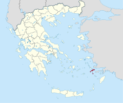 Mapa da Grécia, com a unidade regional de Cós em destaque.