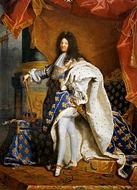 Portrait of King Louis XIV of France in coronation robes, by Hyacinthe Rigaud (c. 1700) (Louvre Museum)