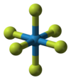 Ball-and-stick model of tungsten hexafluoride