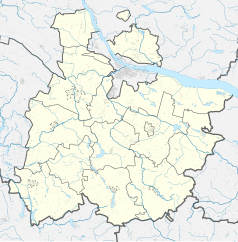 Mapa konturowa powiatu włocławskiego, po prawej znajduje się punkt z opisem „Jezioro Rakutowskie”