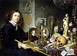 Vanitas-stilleven met zelfportret van de schilder, Bailly