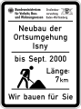 Das vom 12. November 1998 bis 16. Mai 2011 gültige Baustellen-informationsschild für Bundesstraßen.