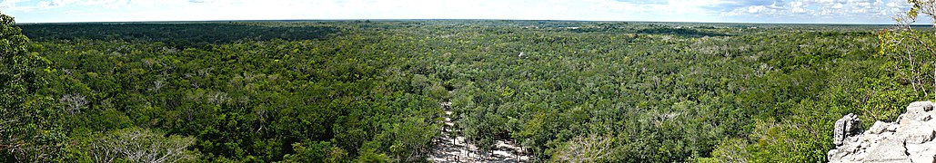 Panoramic view from the top of the Ixmoja pyramid