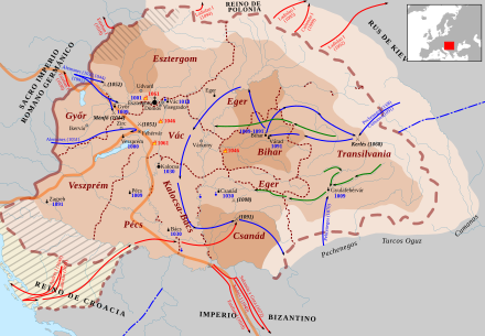 Map depicting late-11th-century Hungary