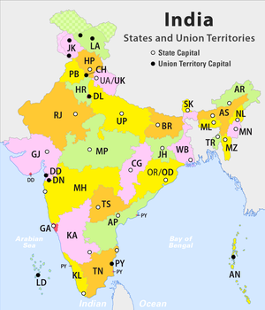 Esta es la statos e teritorios de Barat, incluinte 28 statos e 7 teritorios de la Uni.
