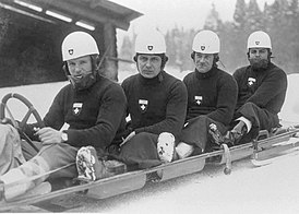 Пьер Мюзи, Шарль Бувье, Йозеф Берли и Арнольд Гартман на зимней Олимпиаде-1936