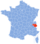 Posizion del dipartiment Savoie in de la Francia