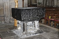 The Tournai marble font.