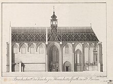 Coupe longitudinale sur une église gothique.