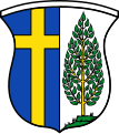 Gemeinde Lützelburg Gespalten von Blau und Silber; vorne ein durchgehendes goldenes Kreuz, hinten ein grüner Obstbaum auf grünem Boden.