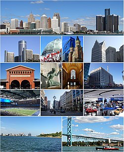 Az óra járásával megegyezően: Detroit látképe, Ally Detroit Center, Fox Theatre, Észak‑amerikai Nemzetközi Autókiállítás, Ambassador Bridge, Detroit folyó, Ford Field, Eastern Market, Renaissance Center, Belle Isle üvegház, Greektown, Guardian Building, Woodward Avenue, Spirit of Detroit szobor