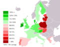 English: Map showing EU GDP per capita, EU average = 100 Deutsch: Kaufkraftvergleich Français : PIB par tête Español: Países por PIB (PPA)