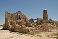 Ruinas de la Iglesia de San Pedro (siglos XVII y XVIII) de Corbera de Ebro (Tarragona), destruida durante la Batalla del Ebro