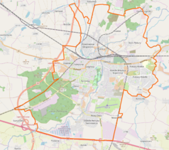 Mapa konturowa Legnicy, w centrum znajduje się punkt z opisem „KGHM Letia Legnicki Park Technologiczny”