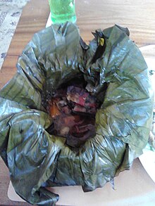 Buganda meat stew prepared in banana leaves