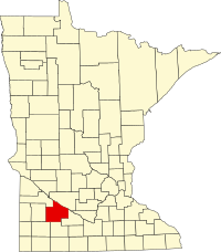 Map of Minnesota highlighting Redwood County