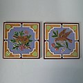 Tiles, c. 1870, coloured glazes, naturalistic in style