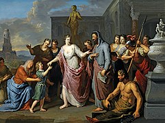 Olympias presenting the young Alexander the Great to Aristotle by Gerard Hoet before 1733 MH.jpg