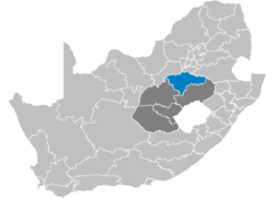 Karte de Sud Afrika montra Norda Liberi State in Liberi State