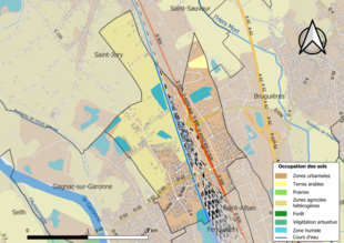 Carte en couleurs présentant l'occupation des sols.