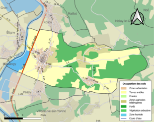 Carte en couleurs présentant l'occupation des sols.