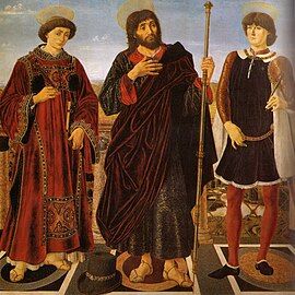 Retábulo do Cardeal de Portugal, c. 1466, por Piero de acordo com Galli
