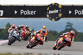 Casey Stoner leads the pack 2011 Brno.jpg