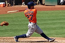 Jose Altuve batting at the Oakland Coliseum, 10 September 2017