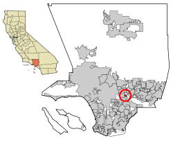 Location of South San Gabriel in Los Angeles County, California.