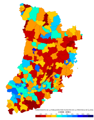 Crecimiento de la población entre 2008 y 2018