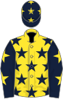 Yellow, dark blue stars, dark blue sleeves, yellow stars and cap