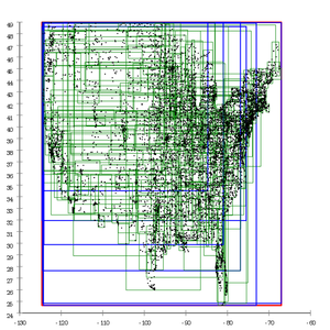 Guttman's quadratic split.[2] Pages in this tree overlap a lot.