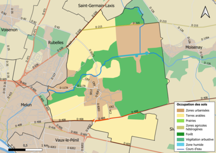 Carte des infrastructures et de l'occupation des sols en 2018 (CLC) de la commune.