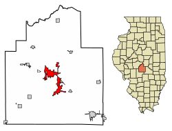 Location within Christian County and Illinois