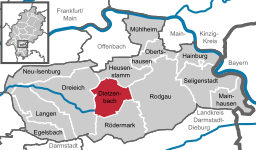Läget för Dietzenbach i Landkreis Offenbach