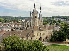 L’église et enceinte du château de Dourdan vues du donjon.