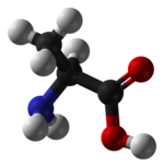 Alanine, as used in NMR implementation of error correction. Qubits are dictated by spin states of carbon atoms.