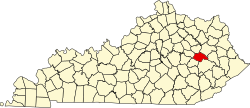 Wolfe County na mapě Kentucky