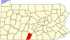Mapa de Pensilvania con la ubicación del condado de Fulton