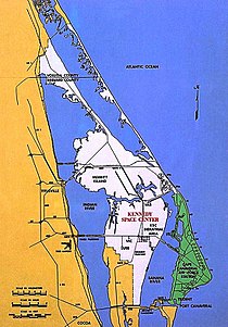 wit: Kennedy Space Center groen: Cape Canaveral Air Force Station