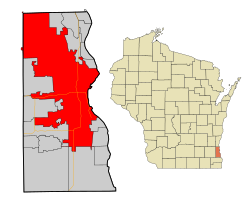 Localização no condado de Milwaukee