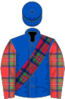 Royal Blue, black sash, red and black checked Sleeves, Royal Blue Cap